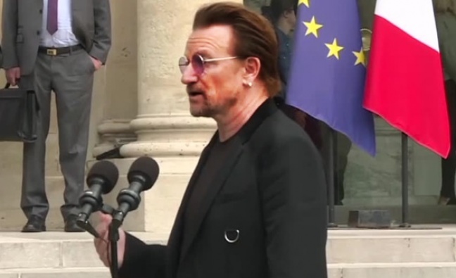 Bono z U2 po spotkaniu z prezydentem Macronem